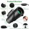 80x100 HD Monocular Telescope for Adults BAK-4 Prism High Power Monocular for Smartphone with FMC Lens Phone Adapter Tripod Case for Bird Watching Hun