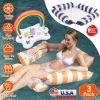 3 Pack Inflatable Pool Floats for Adult 1 Drink & Snack Float 2 Water Hammocks with High Buoyancy Pillows Cooling Mesh