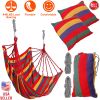 hamm440LBS Hammock Hanging Chair Canvas Porch Patio Swing Seat Portable Camping Rope Seat w/ 2Pillows