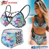 Bikini Swimsuit For Women Floral Padded Push Up Bikini Sets Two Pieces High-Waist Swimwear w/ Adjustable Shoulder Straps For Beach Swimming Pool