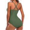 Women’s One Piece Swimsuit Beachwear Swimwear Tummy Control Cutout High Waist Bathing Suit Wrap
