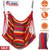 hamm440LBS Hammock Hanging Chair Canvas Porch Patio Swing Seat Portable Camping Rope Seat w/ 2Pillows
