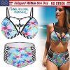 Bikini Swimsuit For Women Floral Padded Push Up Bikini Sets Two Pieces High-Waist Swimwear w/ Adjustable Shoulder Straps For Beach Swimming Pool