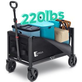 Sekey 220LBS Collapsible Wagon Cart 3 in 1 Foldable Wagon with Wheels, 2 Cup Holder, Folding Lightweight Utility Cart for Grocery, Camping, Shopping