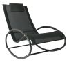 Outsunny Pool Lounger, Outdoor Rocking Lounge Chair for Sunbathing, Pool, Beach, Porch with Pillow & Cool Mesh, Sun Tanning Rocker, Black
