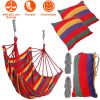 hamm440LBS Hammock Hanging Chair Canvas Porch Patio Swing Seat Portable Camping Rope Seat w/ 2Pillows