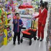 Mini Folding Wagon Garden Shopping Beach Cart (black+yellow)