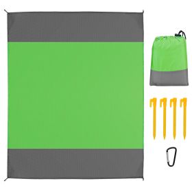 108x96.46in Sand Proof Picnic Blanket Water Resistant Foldable Camping Beach Mat w/ 4 Anchors 1 Carry Bag For 4-6 People (Option: CampingBlanketGreenL)