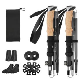 2Pcs Walking Sticks Collapsible Hiking Poles Folding Aluminum Trekking Poles Adjustable Hiking Sticks with EVA Foam Grips for Backpacking Hiking Mount (Option: WalkingStickBlack)