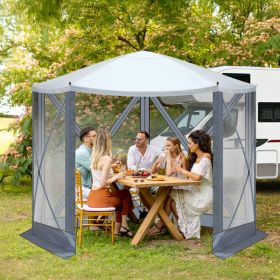 tents10X10ft Light Gray And Dark Gray Contrasting Pentagonal Automatic Folding Tent (Option: Dark Grayand Light Gray)