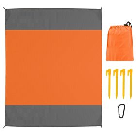 108x96.46in Sand Proof Picnic Blanket Water Resistant Foldable Camping Beach Mat w/ 4 Anchors 1 Carry Bag For 4-6 People (Option: CampingBlanketOrangeL)