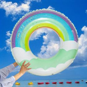 Adult's Cartoon Print Swimming Ring; Thickened Sequin Swimming Floats For Pool Beach Sea Summer (Color: Multicolored)