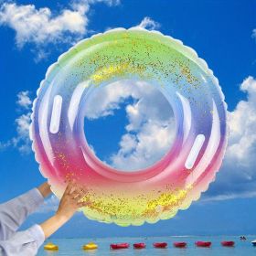Adult's Cartoon Print Swimming Ring; Thickened Sequin Swimming Floats For Pool Beach Sea Summer (Color: Rainbow)