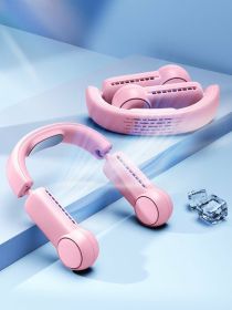 Portable Bladeless USB Rechargeable Mini Neck Fans (Color: Pink Cooling Model, Type: USB)