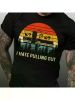Funny RV Camping Print, Classic Cotton T-Shirt, Sports Round Neck Short Sleeves, Soft Men'S Casual Wear, Breathable And Comfortable Tops