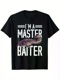 I Am a Master Lure" Ayu Fisherman T-Shirt - 100% Cotton,Round Neck, Black, Size S-XXXL, Four Seasons Casual Wear, Unique Ayu Design (Color: Black, size: XL)