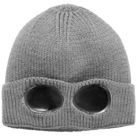 Unisex Knit Beanie Hat with Goggle Chunky Winter Warm Hat Skull Cap 4 Colors (Option: BeanieHatGrey)