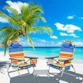 2-Pack Folding Backpack Beach Chair Table Set 5-Position Outdoor Reclining Chair Pattern (Color: )